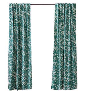 Floral Damask Rod-Pocket Homespun Insulated Curtain Panel, 42"W x 63"L - Evergreen