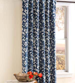 Floral Damask Rod-Pocket Homespun Insulated Curtain Panel, 42"W x 72"L - Harvest