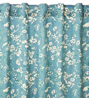 Floral Damask Rod-Pocket Homespun Insulated Curtain Panel, 42"W x 96"L - Indigo