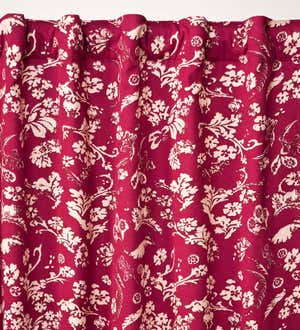 Floral Damask Rod-Pocket Homespun Insulated Curtain Panel, 42"W x 96"L - Blue