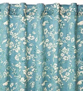 Insulated Floral Damask Short Panel with Rod Pocket, 42"W x 45"L - Blue