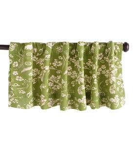 Floral Damask Rod-Pocket Homespun Insulated Curtain Valance, 42"W x 14"L - Red