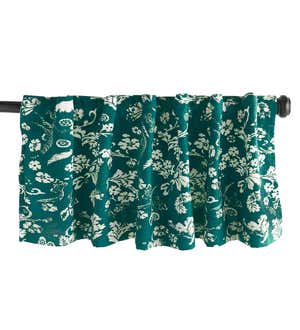 Floral Damask Rod-Pocket Homespun Insulated Curtain Valance, 42"W x 14"L