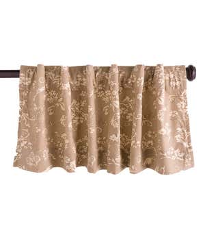 Floral Damask Rod-Pocket Homespun Insulated Curtain Valance, 42"W x 14"L - Evergreen