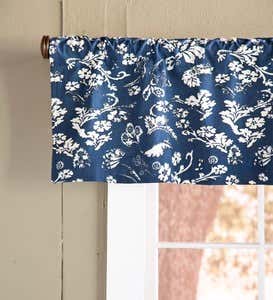 Floral Damask Rod-Pocket Homespun Insulated Curtain Valance, 42"W x 14"L