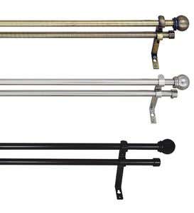 66"W-120"W Metal Finish Adjustable 1"Double Curtain Rod Set With Ball Finials