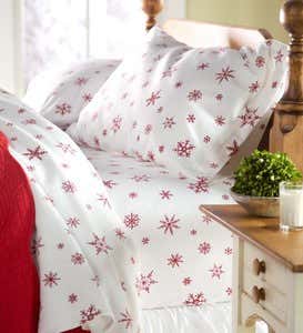 Queen Crystal Snowflake Cotton Flannel Sheet Set