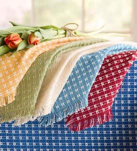 Round Homespun-Cotton Reversible Tablecloth, 70"