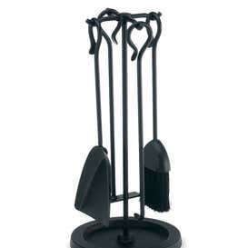 Compact Fireplace Tool Set - Black