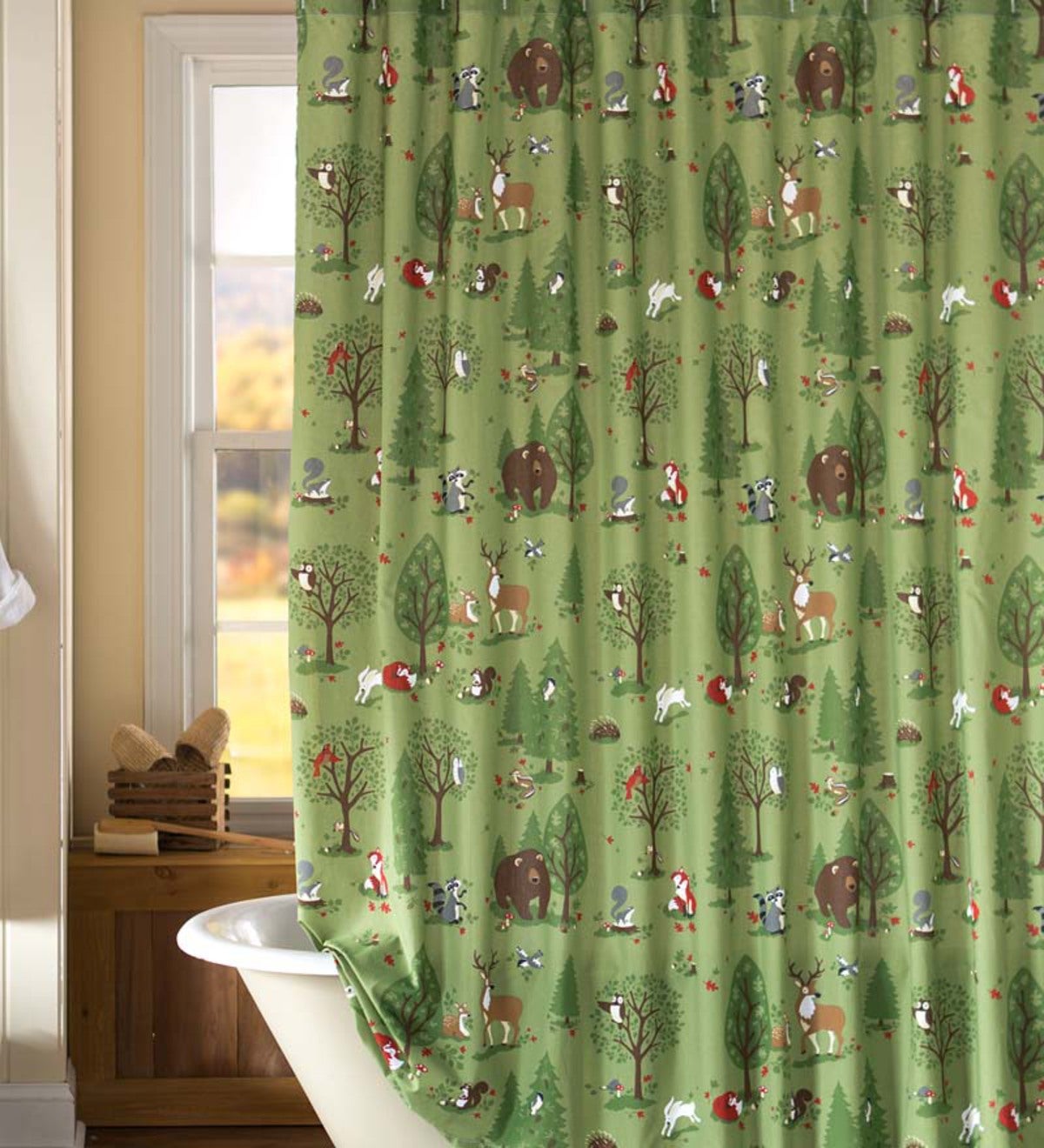 Woodland Friends Percale Shower Curtain