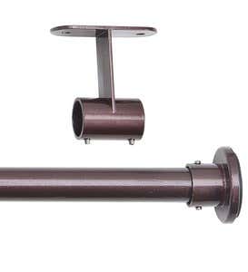 66-120"Stainless Steel Indoor Or Outdoor Tension Curtain Rod With Ceiling Mount Joiner - Espresso