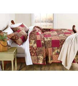 Cranberry Floral Patchwork Quilt Set