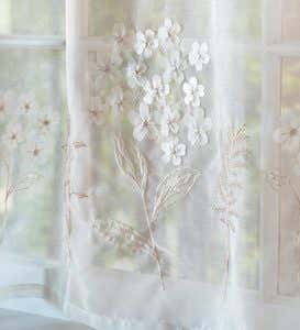 95"L Embroidered Hydrangea Sheer Curtain Panel