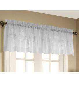 Embroidered Hydrangea Sheer Curtain Panels, Tiers, Valances And Swag