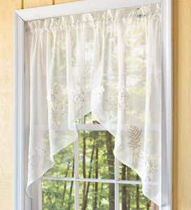 Embroidered Hydrangea Sheer Curtain Panels, Tiers, Valances And Swag