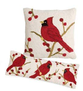 Cardinal Hand-Hooked Wool Pillows