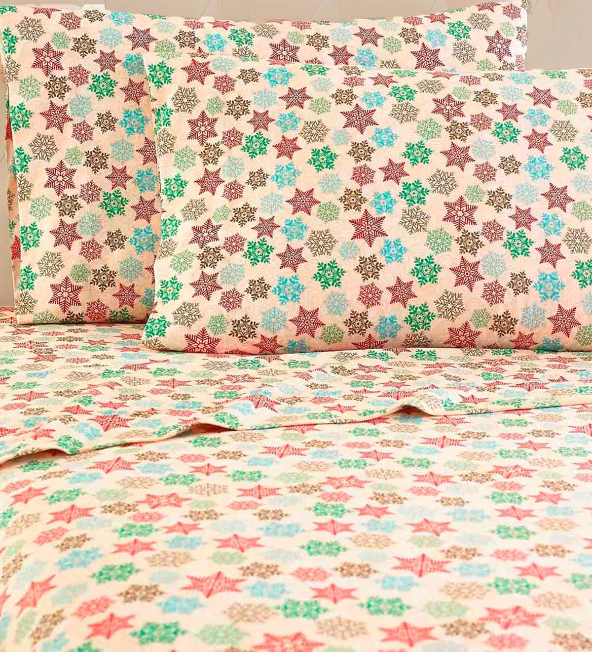 Snowflakes Micro Flannel Sheet Sets
