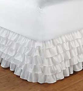 Twin Bed Skirt with Ruffles - White