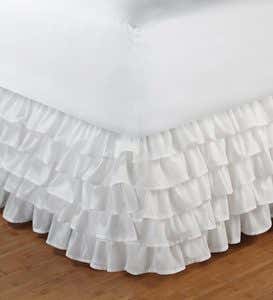 Twin Bed Skirt with Ruffles - White