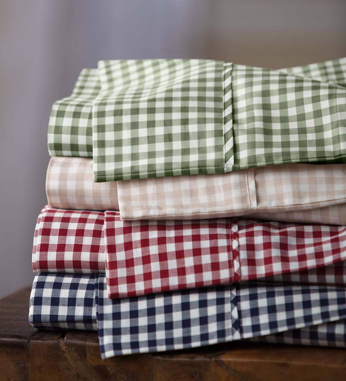 Twin Gingham Cotton Percale Sheet Set