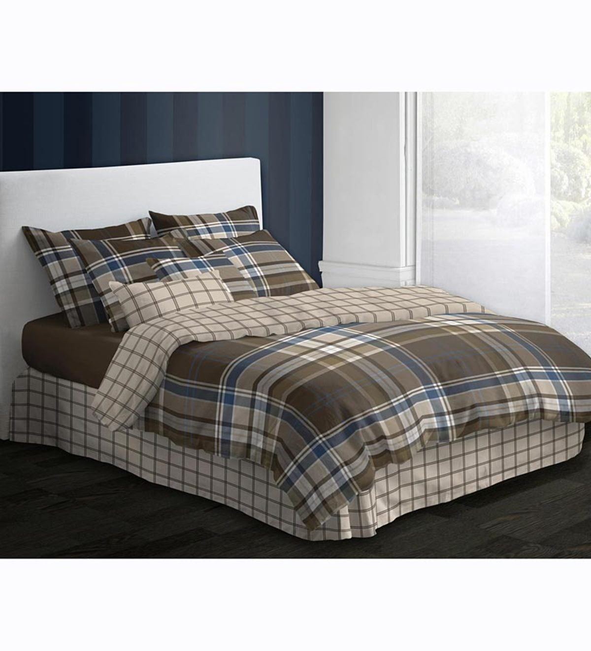 Brown Plaid King Comforter Set