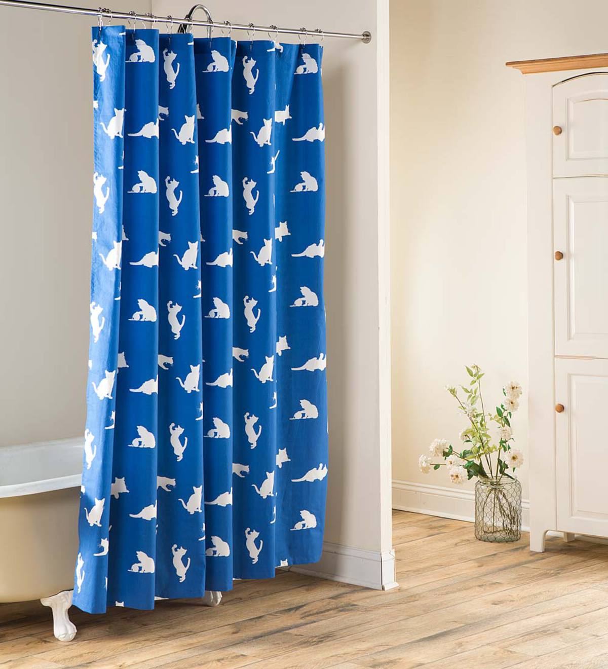 Catnap Cat Print Percale Shower Curtain