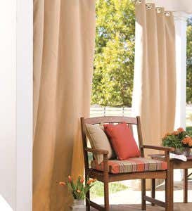96”L Sunbrella™ Outdoor Grommet-Top Curtain Panel - Heather Beige