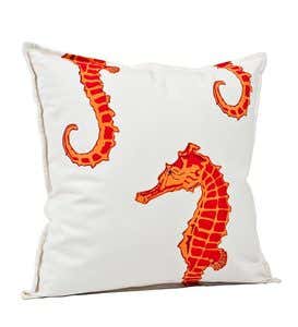 Natural Cotton Canvas Seahorse Accent Pillow