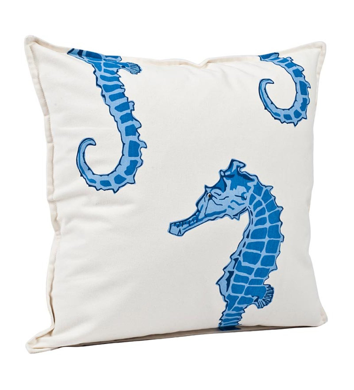 Natural Cotton Canvas Seahorse Accent Pillow