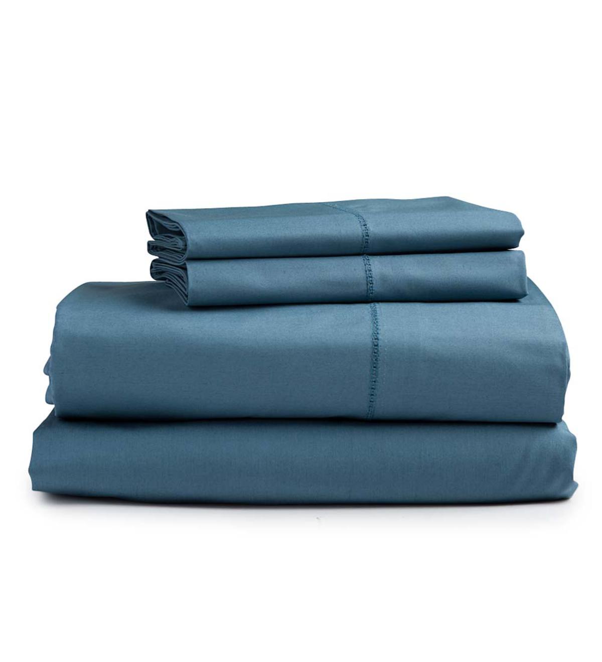 Queen Signature Cotton Percale Sheet Set - Blue Spruce