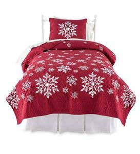 Falling Snow Embroidered Quilt Set