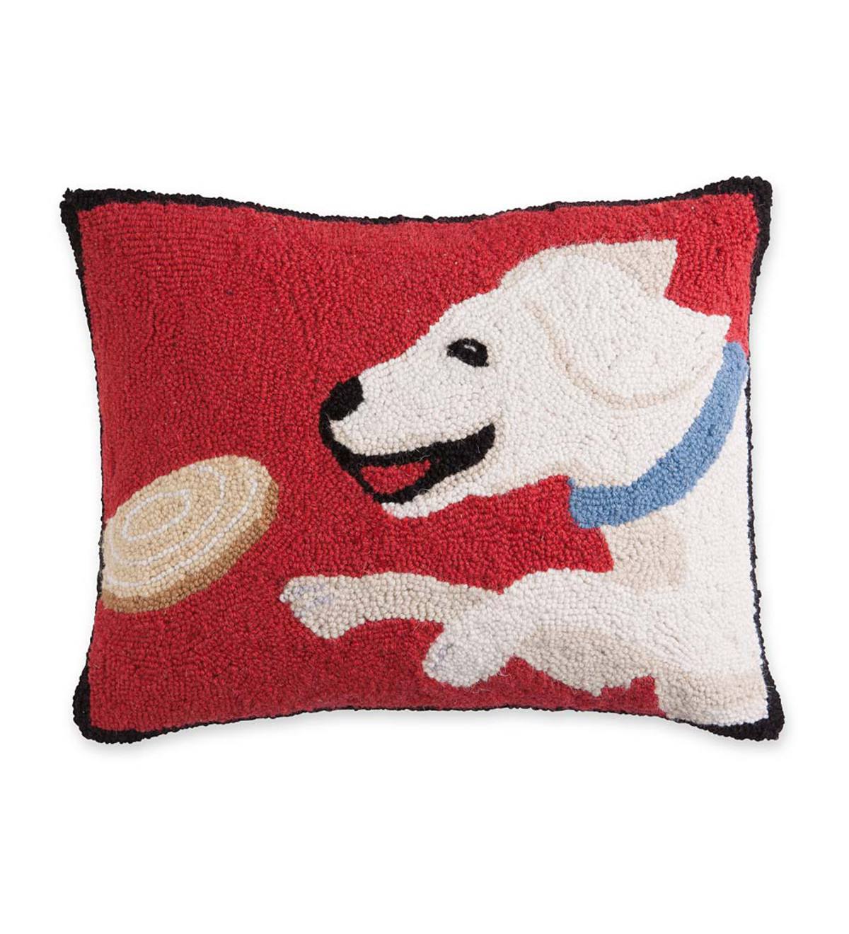Hooked Wool Yellow Lab Throw Pillow