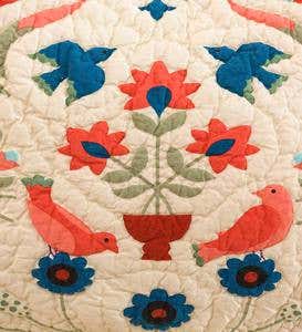 Full/Queen Ansley Folk Art Quilt Set in Cream