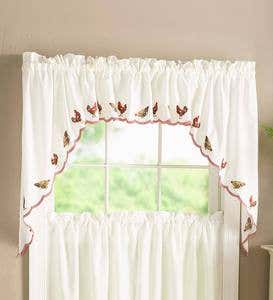 Rooster Embroidered Cafe Curtains