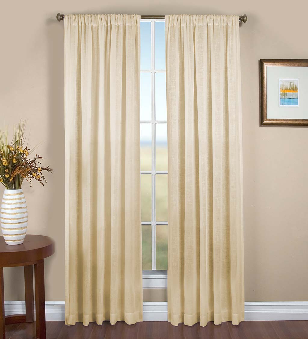 Sheer Linen Panel with Rod Pocket, 52"W x 96"L