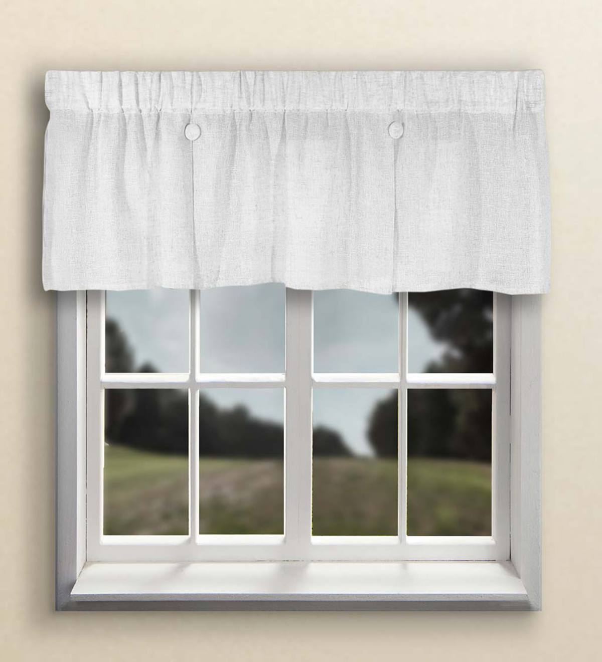 Sheer Linen Button Valance with Rod Pocket