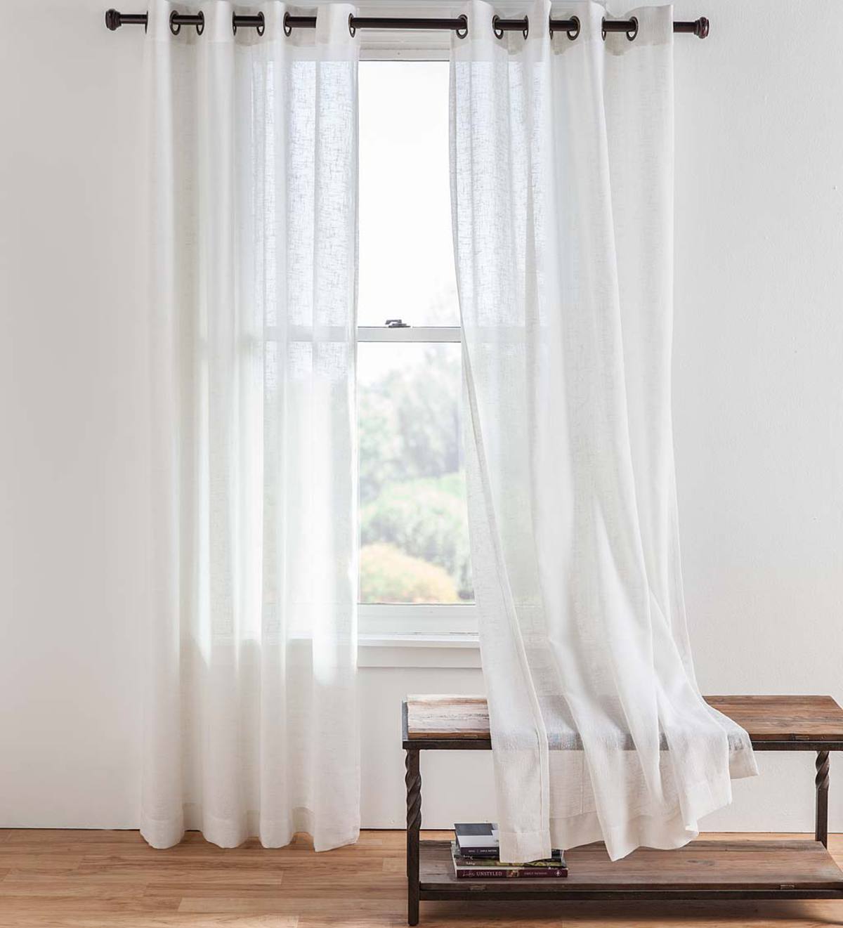 Sheer Linen Panel with Grommets, 52"W x 63"L