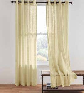 Sheer Linen Panel with Grommets, 110"W x 84"L Double Width