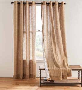 Sheer Linen Panel with Grommets, 110"W x 84"L Double Width