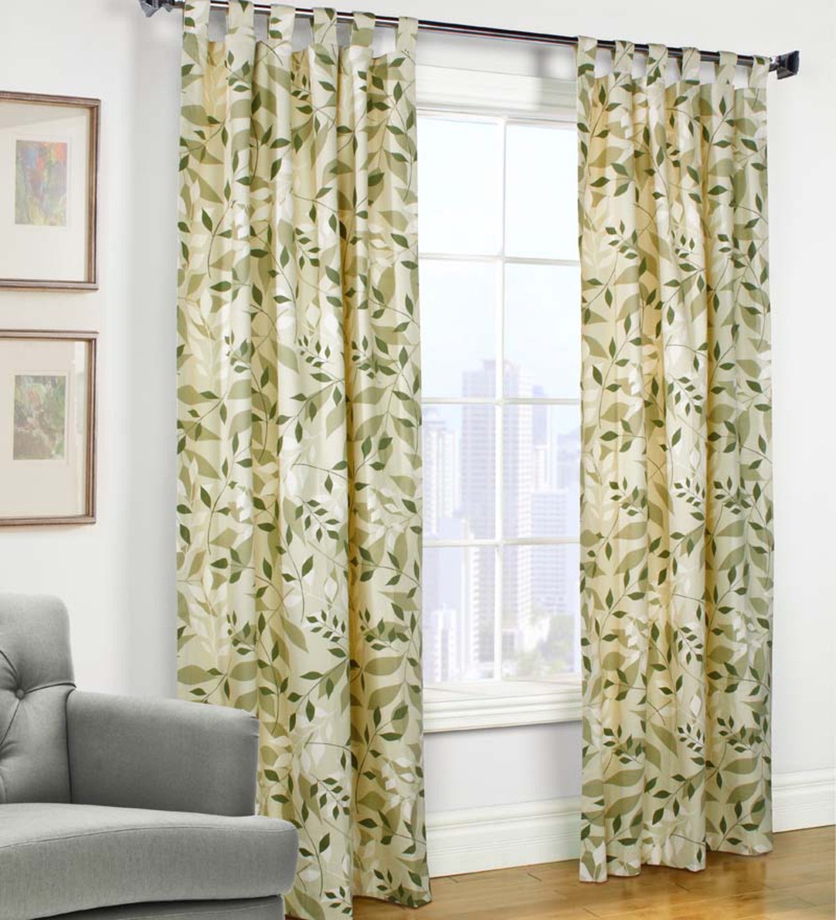 Leaves Tab-Top Curtains, 95"L x 40"W