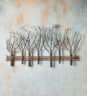 Metal and Natural Vine Seven Winter Trees Wall Art