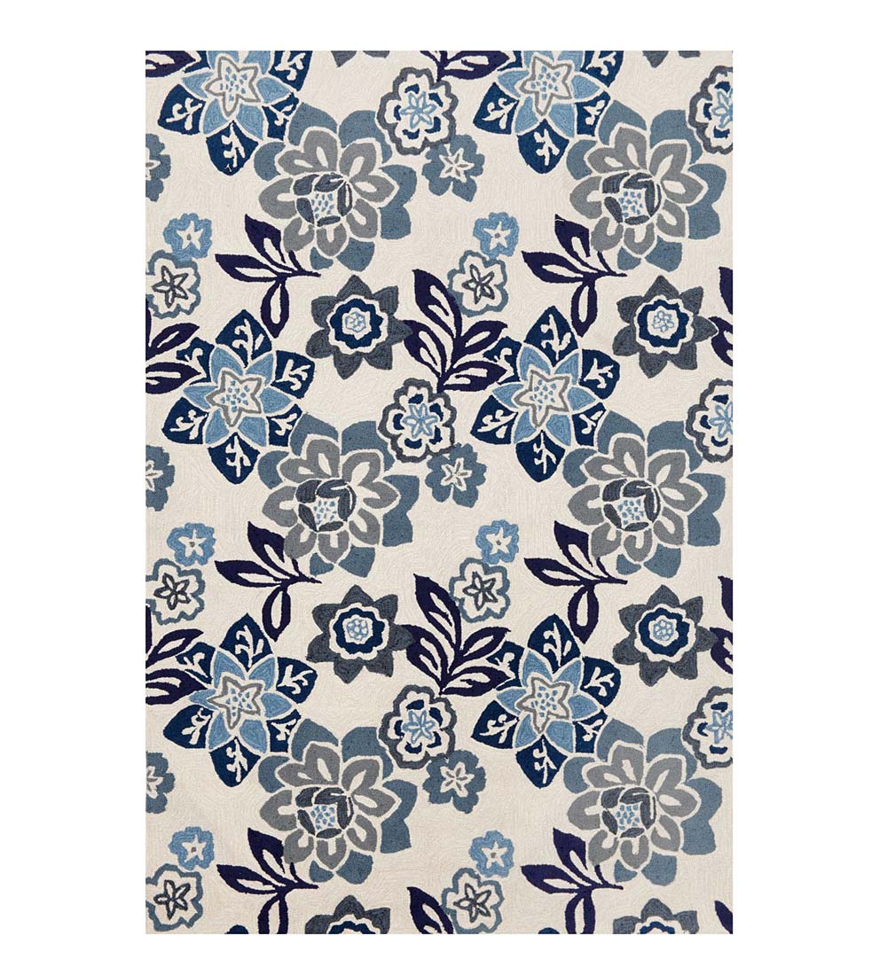China Blue Floral Accent Rug