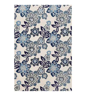 China Blue Floral Accent Rug, 8'3"W x 11'6"L