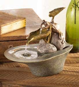 Resin Tabletop Frog Fountain