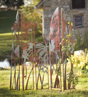 Butterfly Garden Metal Panel Stakes with Antique Finish, Set of 5 - Butterfly