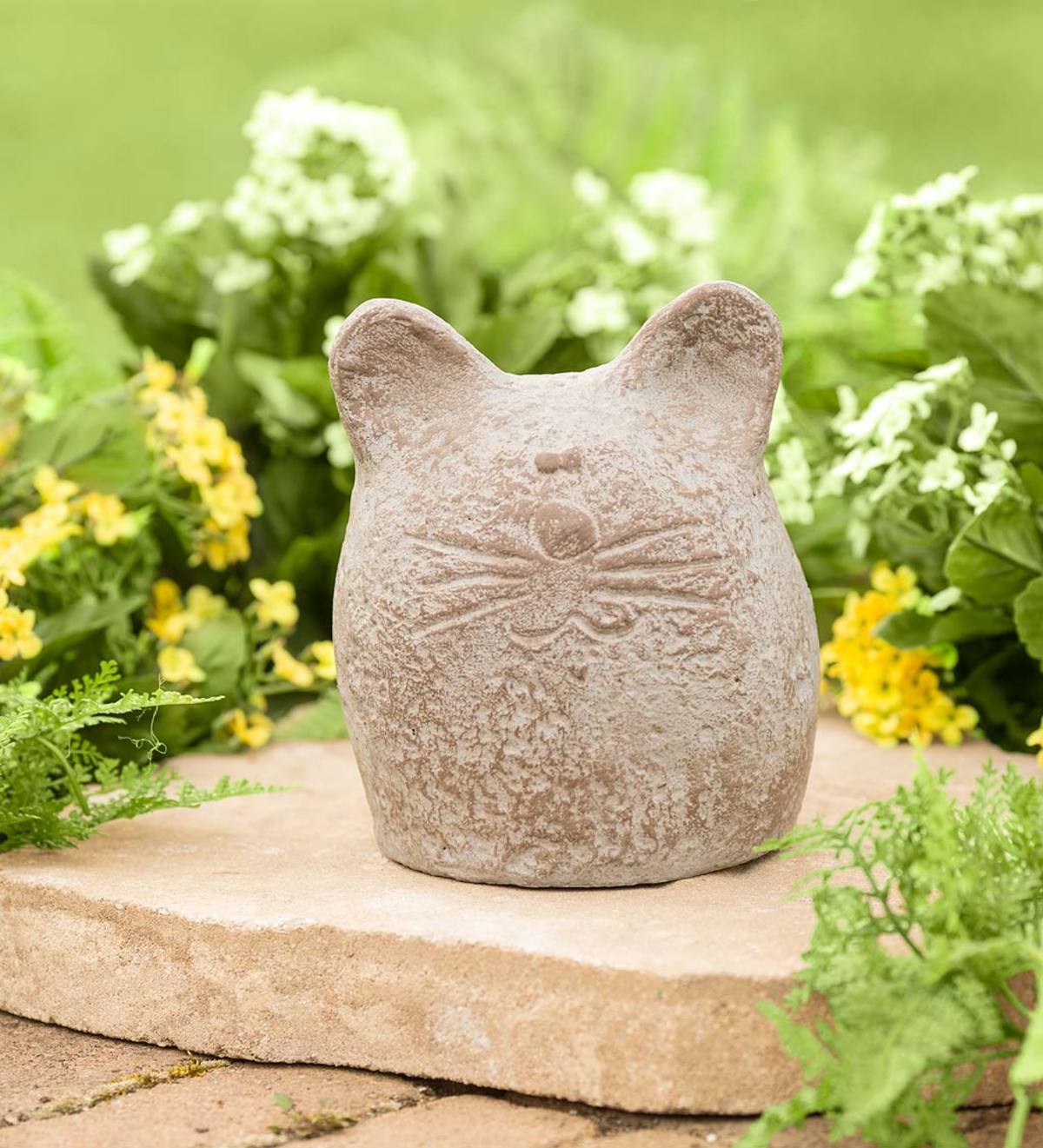 Round Happy Cat Garden Sculpture