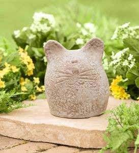 Round Happy Cat Garden Sculpture