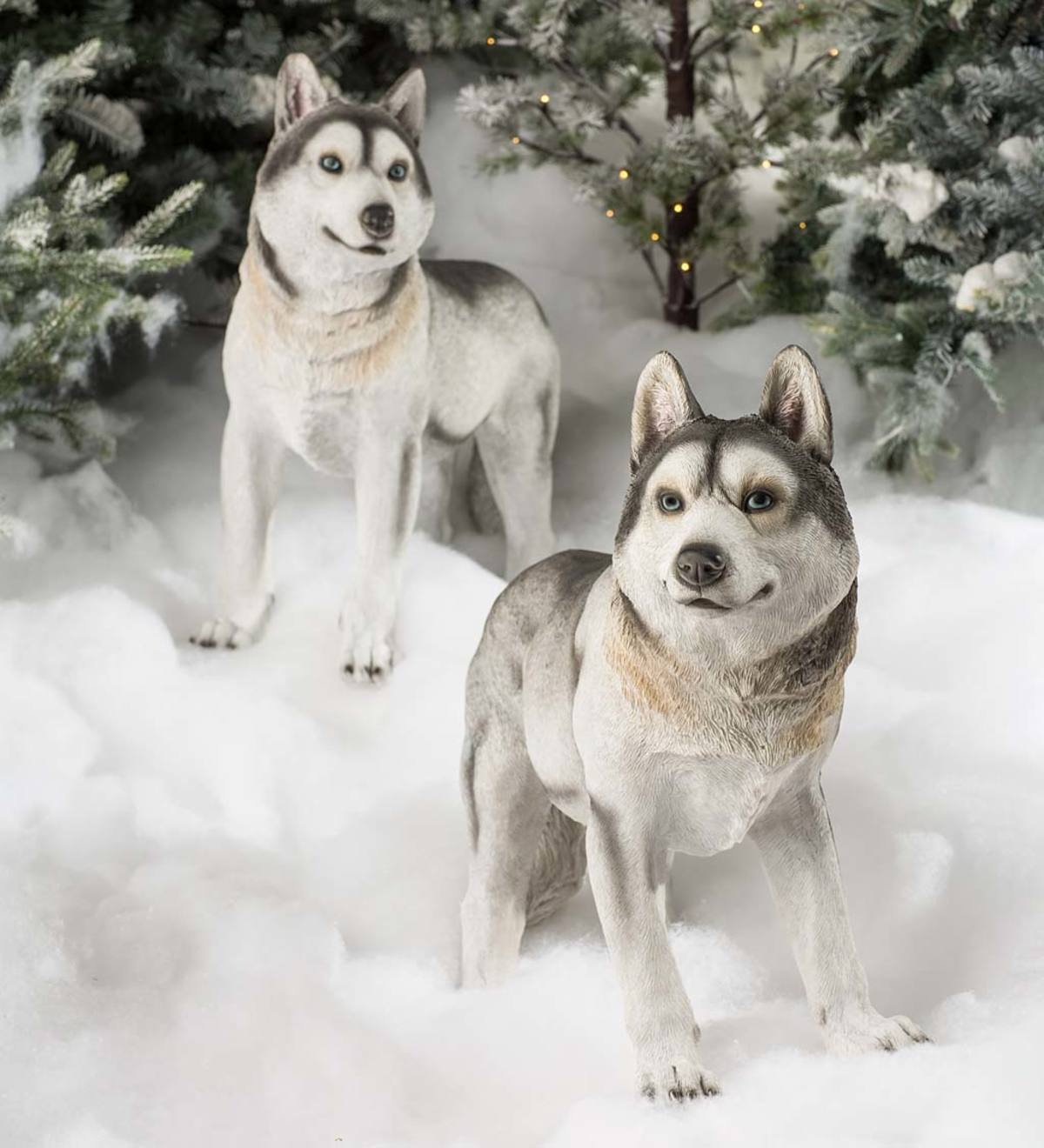 Siberian Husky Dog Statues, Set of 2