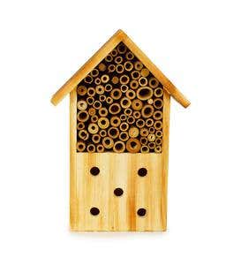 Wood And Bamboo Log Cabin Bee Habitat