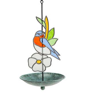 Stained Glass Bluebird Bird Feeder